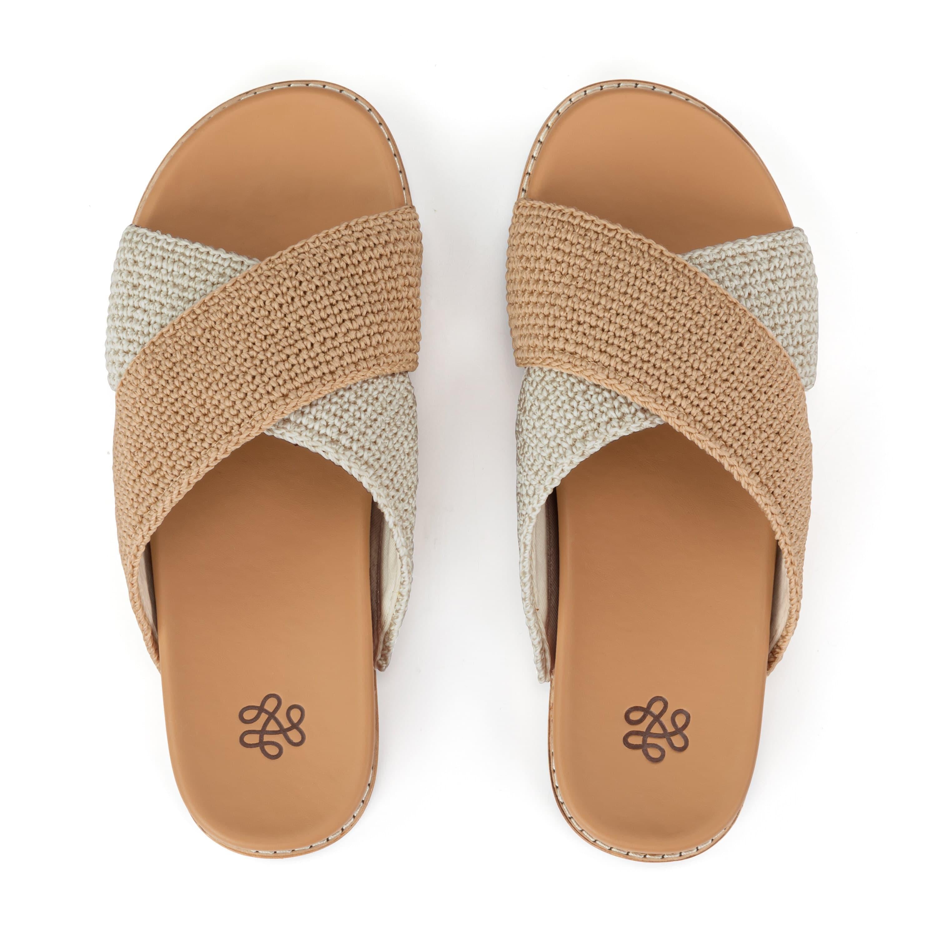 The Sak Penelope Sandal - Hand Crochet - Natural and Bamboo Block