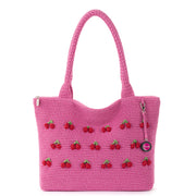 Crafted Classic Carryall - Hand Crochet - Pink Cherries