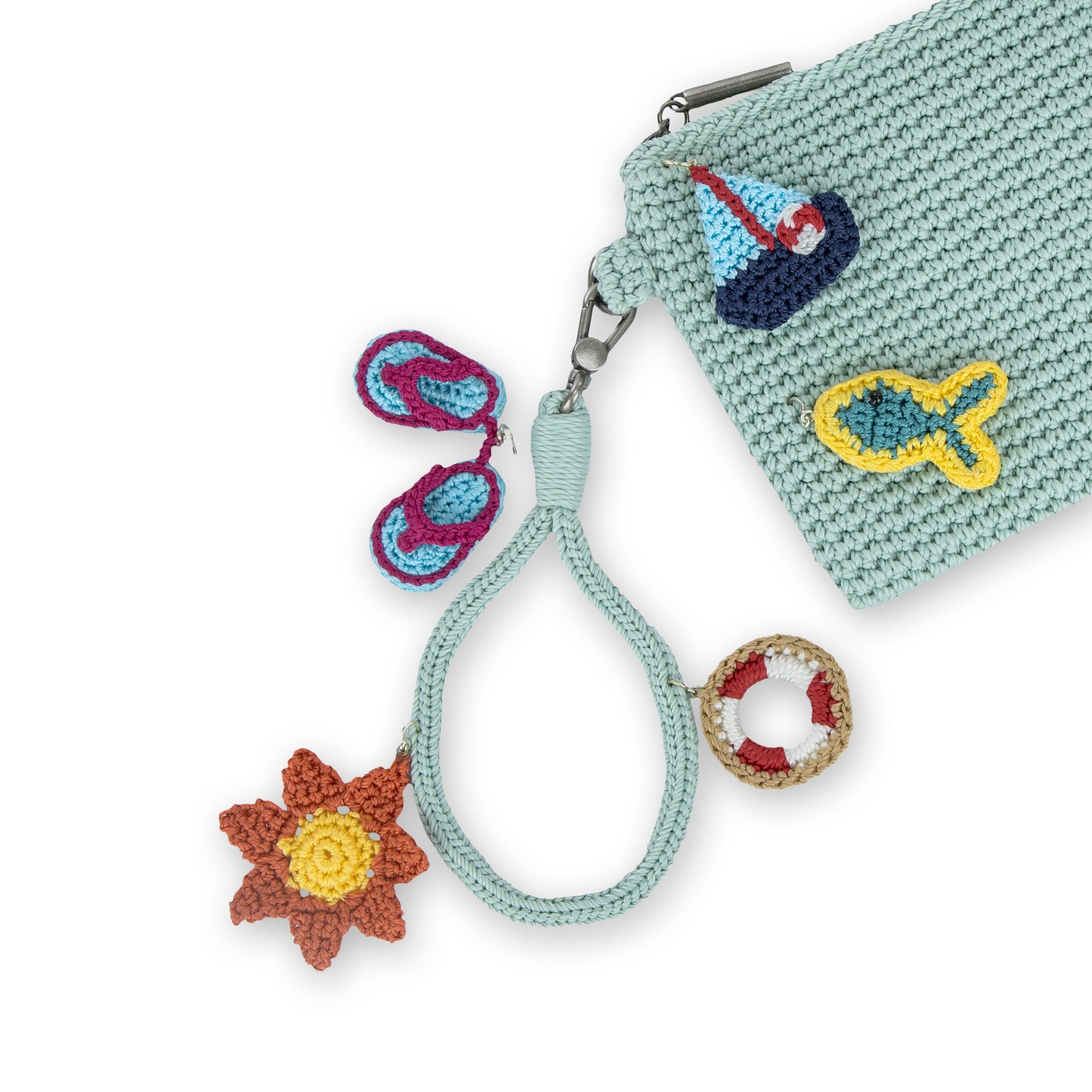 The Sak Vita Wristlet - Hand Crochet - Aqua