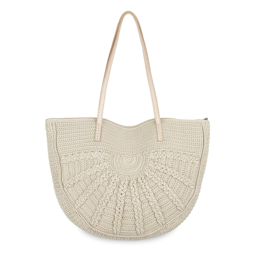 The Sak Faye Large Tote - Hand Crochet - Ecru Sunbeam