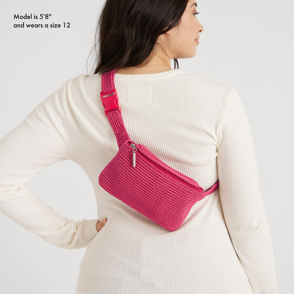 The Sak Caraway Small Belt Bag - Hand Crochet - Magenta