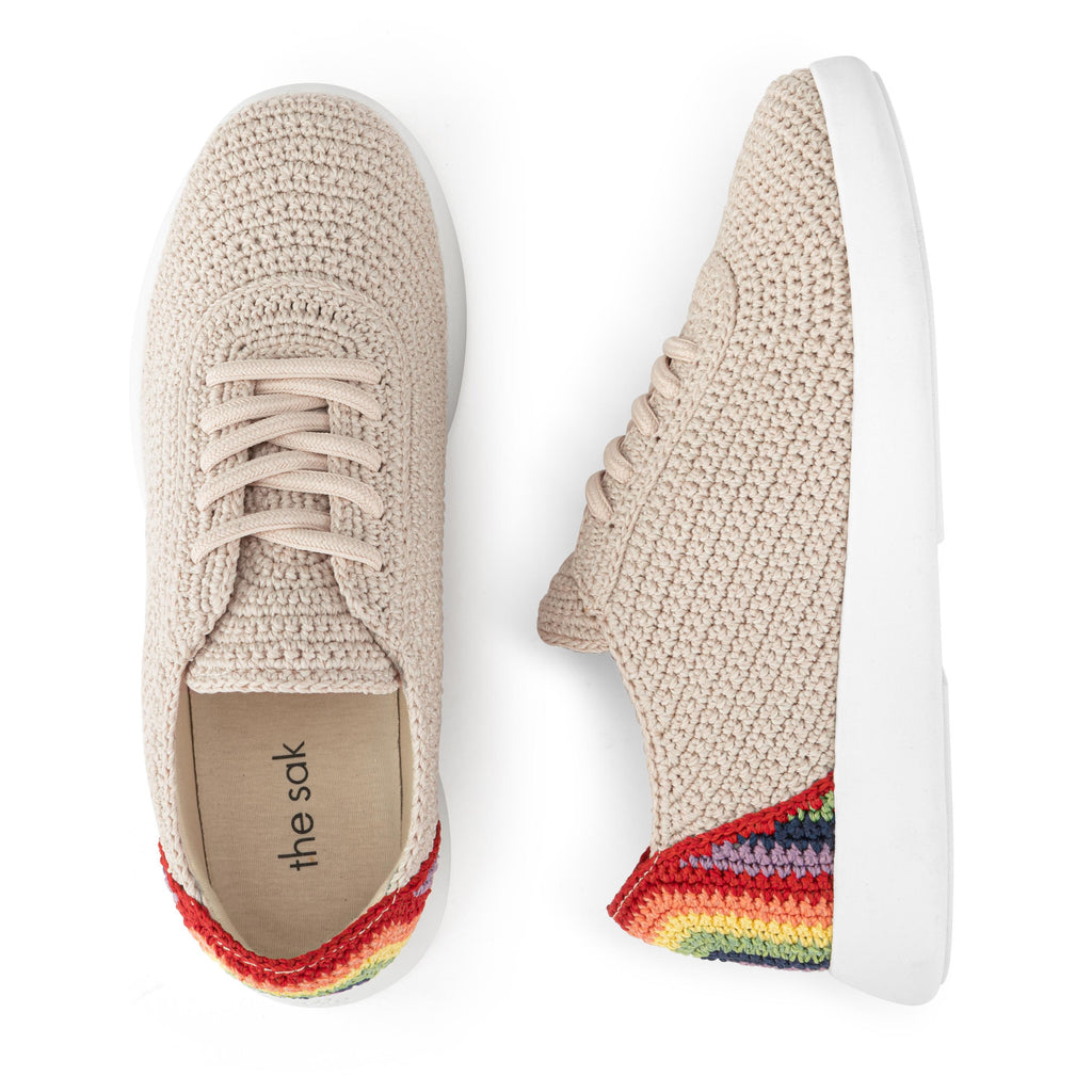 The Sak Asha Sneaker - Hand Crochet - Rainbow Ecru