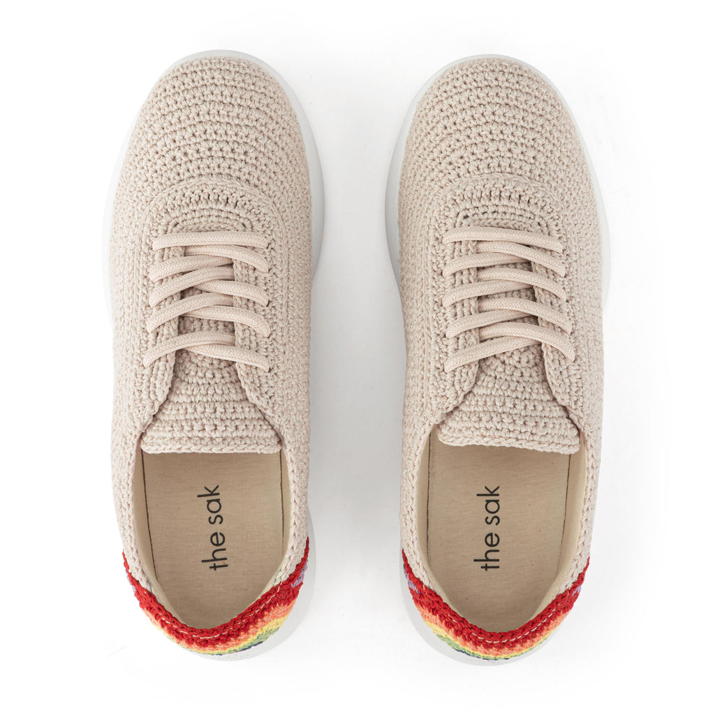 The Sak Asha Sneaker - Hand Crochet - Rainbow Ecru