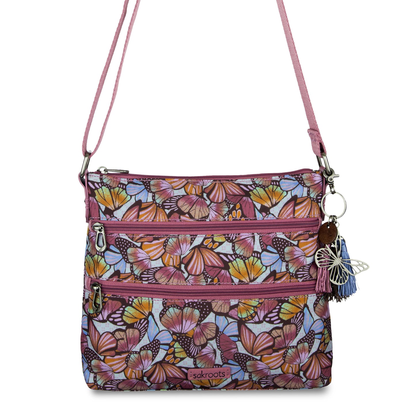 Sakroots Basic Crossbody EcoTwill - |Mulberry Butterfly Bloom|