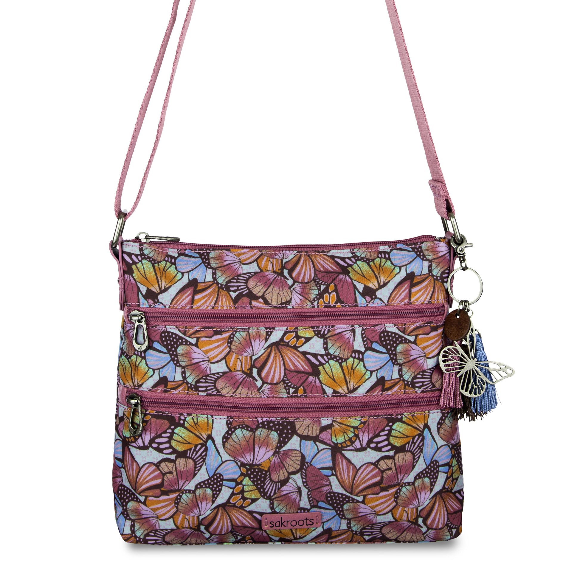 Sakroots Basic Crossbody EcoTwill - |Mulberry Butterfly Bloom|