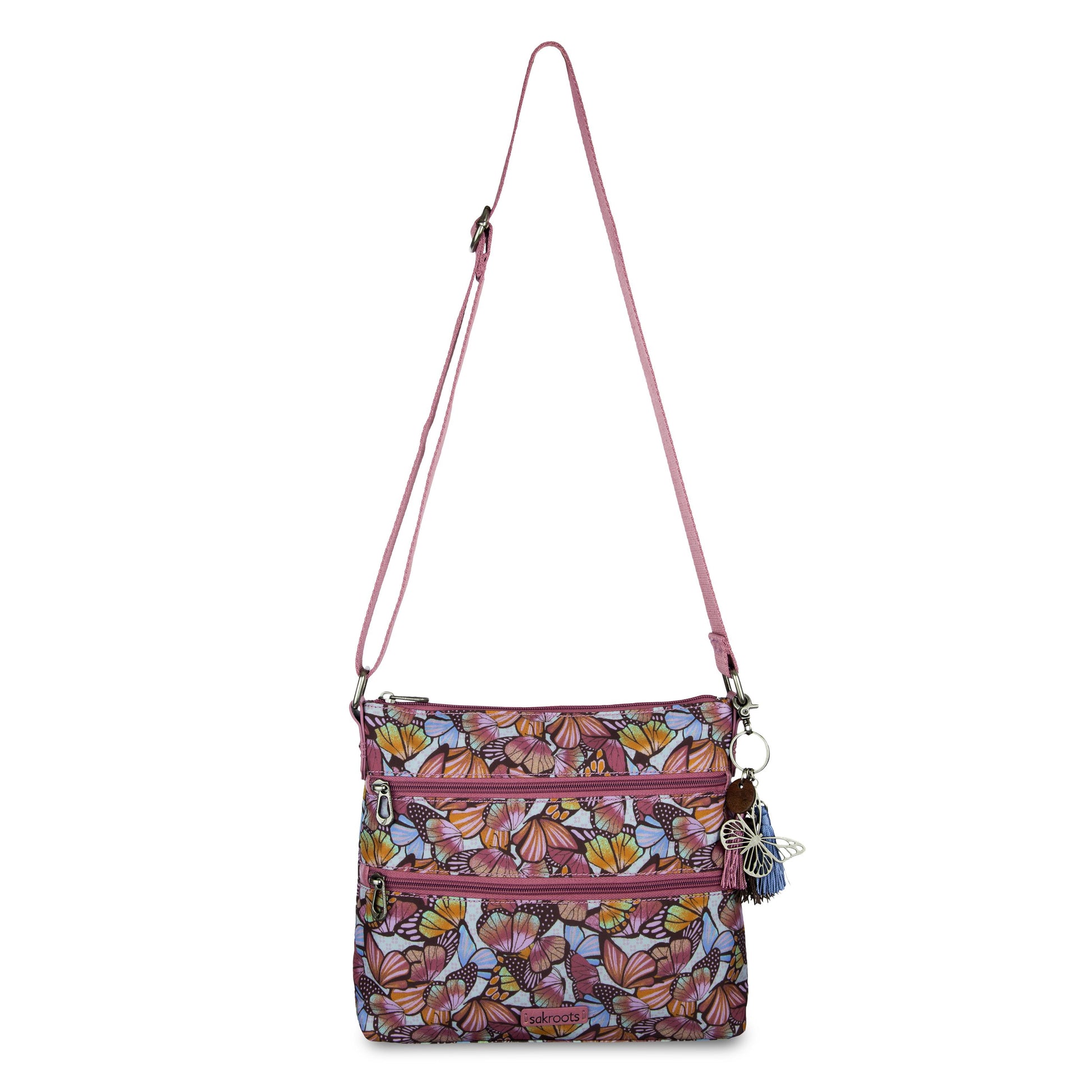 Sakroots Basic Crossbody EcoTwill - |Mulberry Butterfly Bloom|