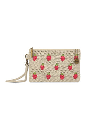 Vita Wristlet - Hand Crochet - Natural Strawberries