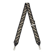 Crochet Crossbody Strap - Hand Crochet - Black Diagonal Stripe
