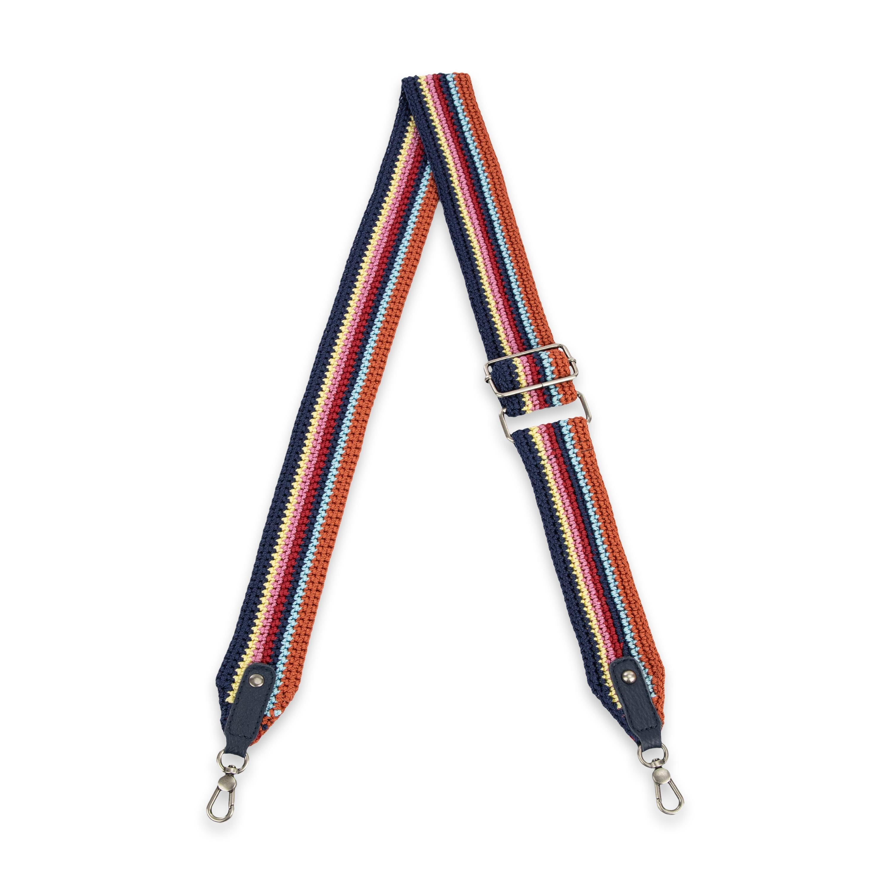 The Sak Crochet Crossbody Strap - Hand Crochet - Indigo Multi Stripe