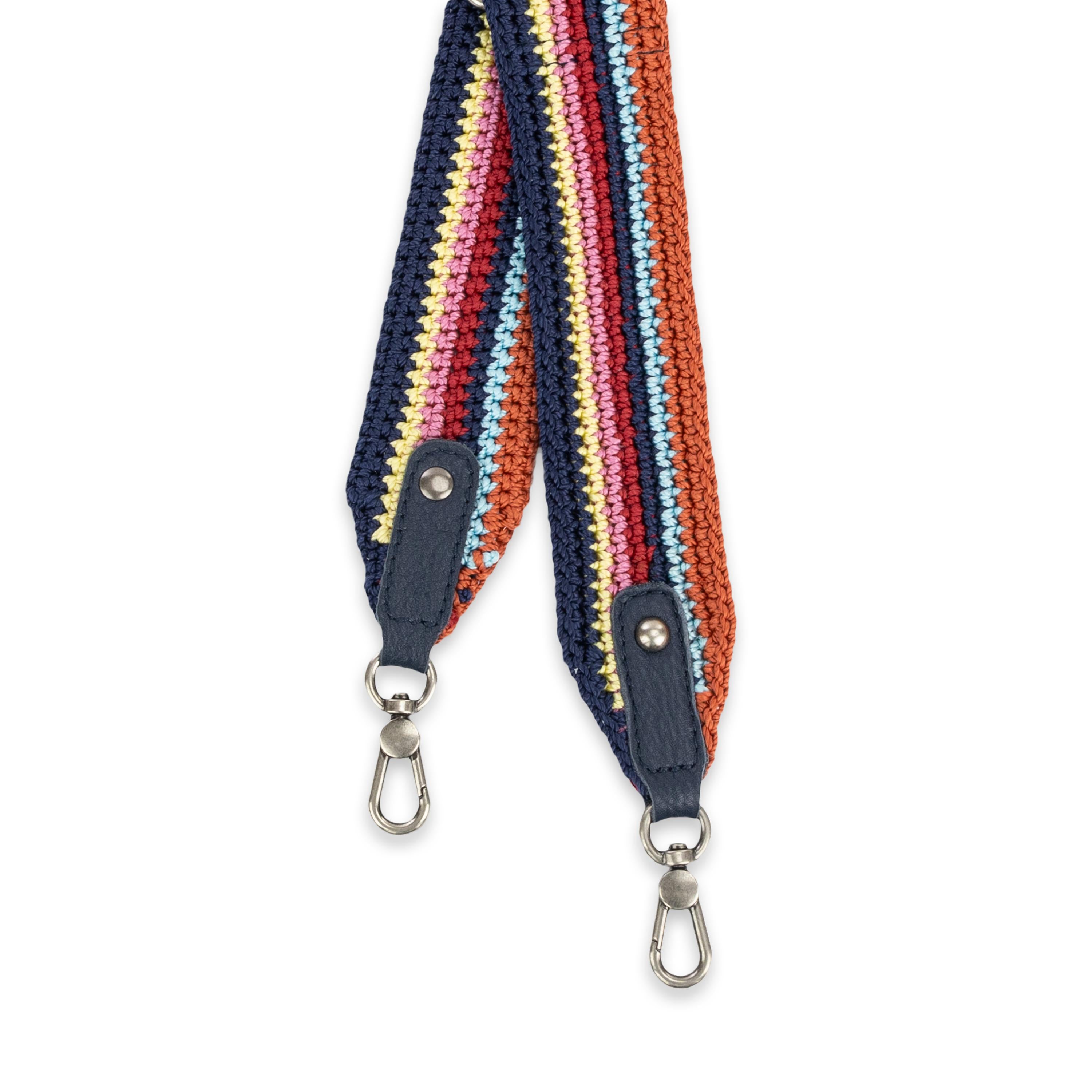 The Sak Crochet Crossbody Strap - Hand Crochet - Indigo Multi Stripe