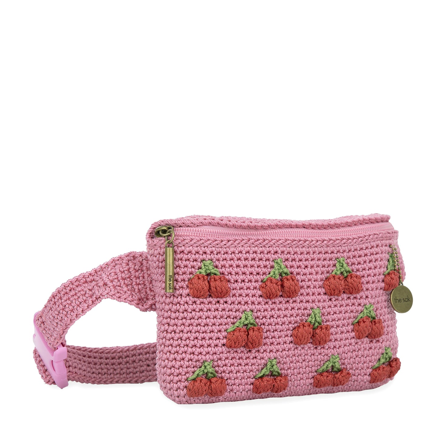 The Sak Caraway Small Belt Bag Crochet - |Pink Cherries|