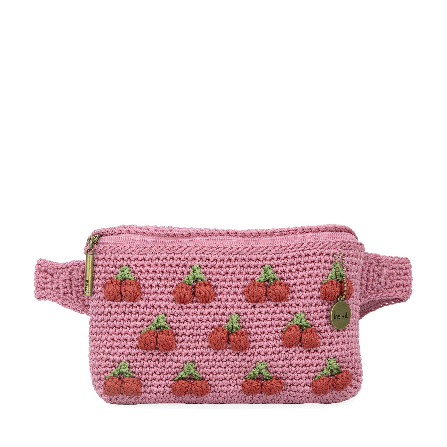 The Sak Caraway Small Belt Bag Crochet - |Pink Cherries|