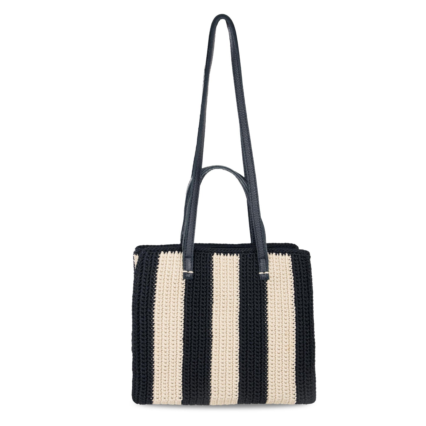 The Sak Sable Boxy Tote Crochet - |Black Stripe|