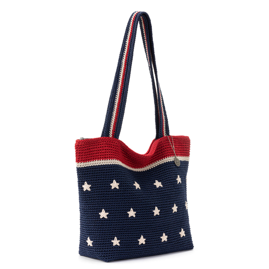 The Sak Casual Classics Tote - Hand Crochet - Denim Natural Stars
