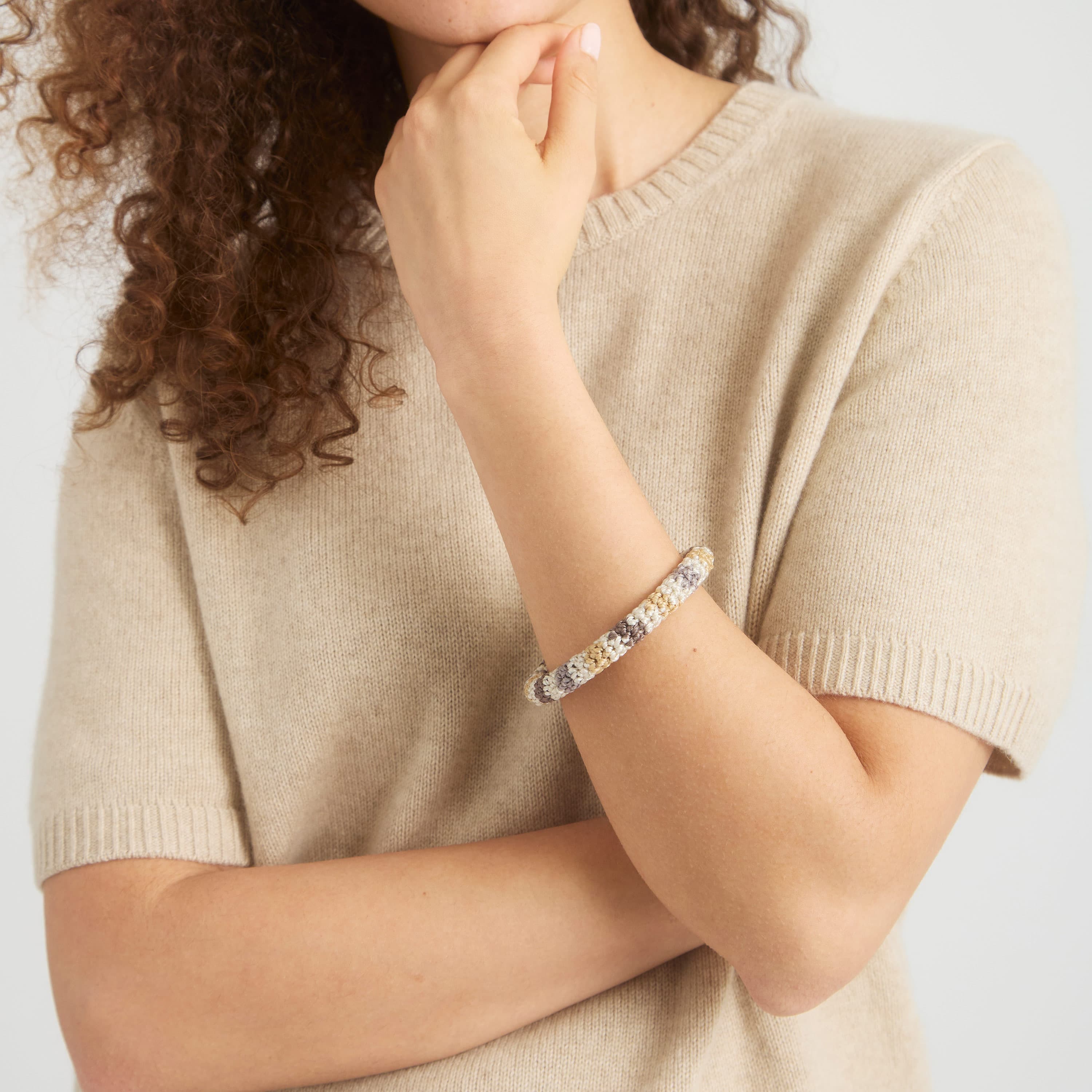 The Sak Finch Bangle - Hand Crochet - Serenity Stripe