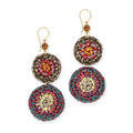 The Sak Jasper Double Disc Earrings - Hand Crochet - Sunset Stripe