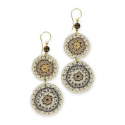 Jasper Double Disc Earrings - Hand Crochet - Serenity Stripe