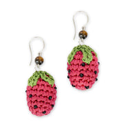Cyrus Charm Earrings - Hand Crochet - Strawberry
