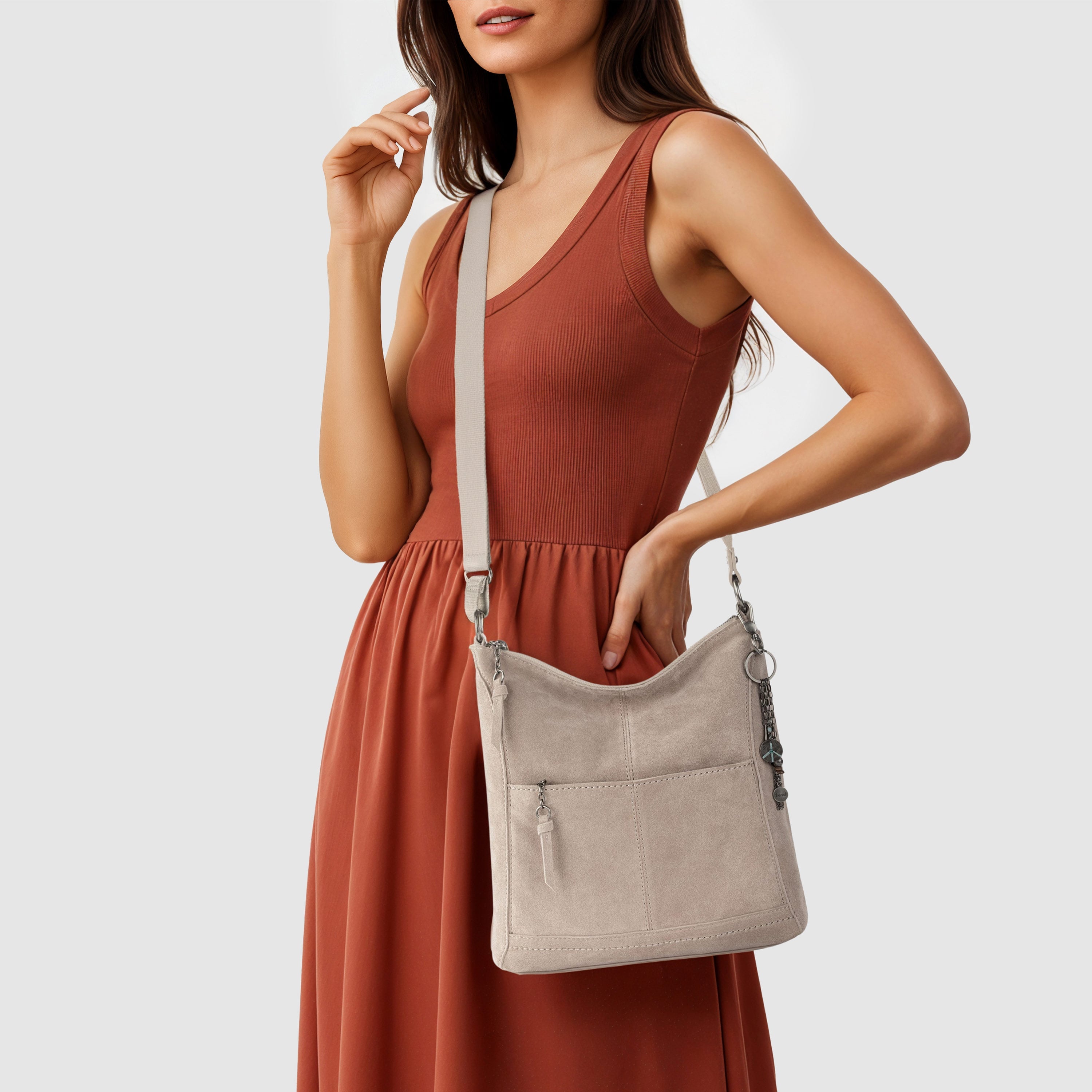 The Sak Lucia Crossbody - Leather - Sand Suede