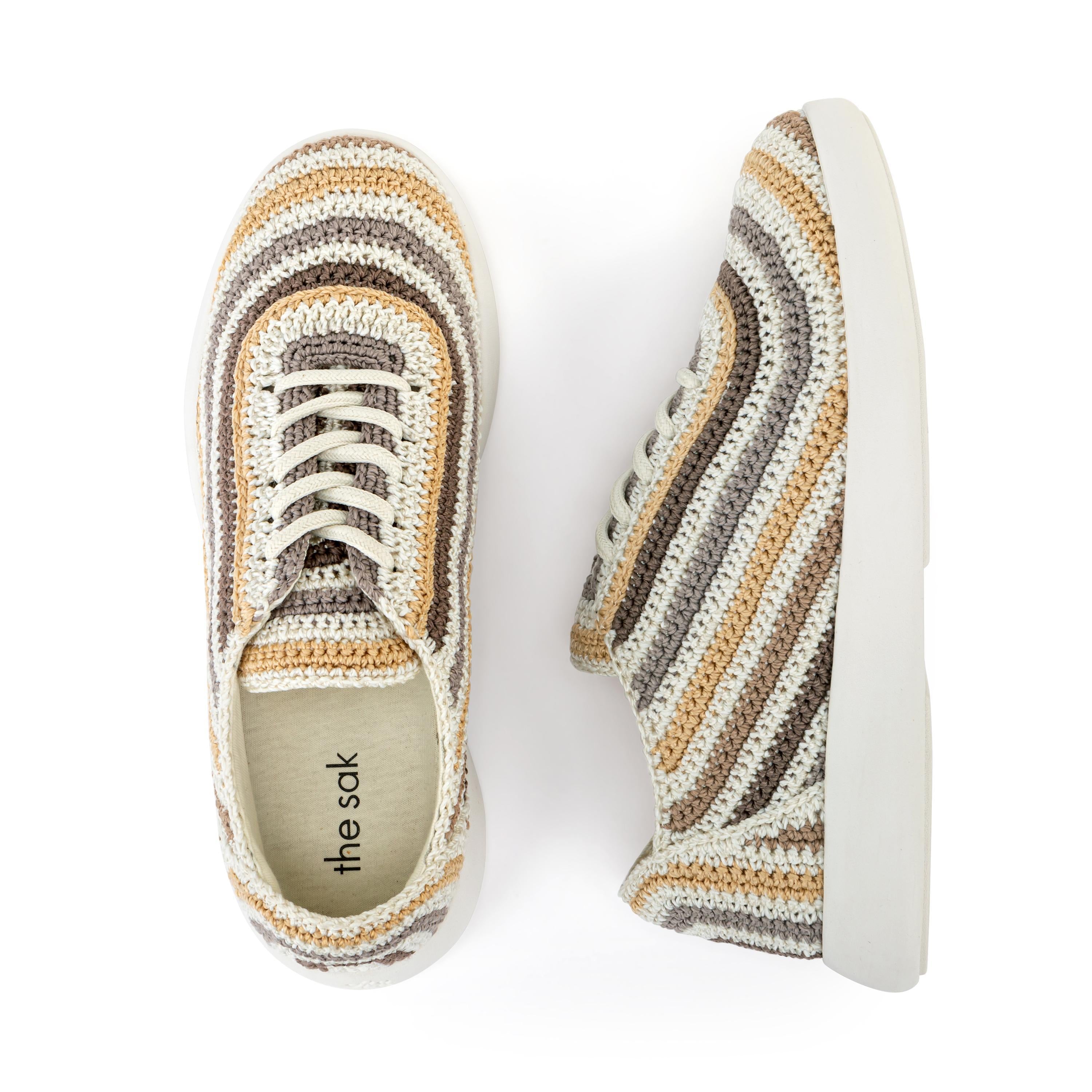 The Sak Asha Sneaker - Hand Crochet - Serenity Stripe