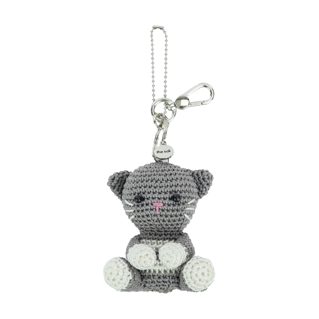 The Sak Yarnicharmz Dangle - Hand Crochet - Grey Cat
