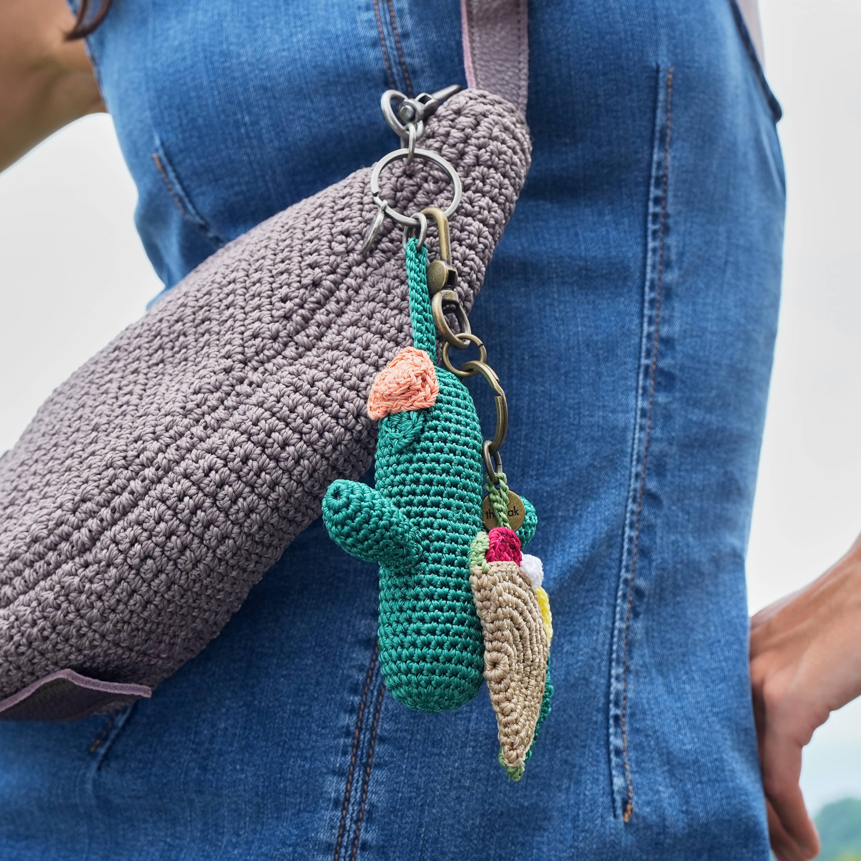 The Sak Yarnicharmz Dangle - Hand Crochet - Clover Cactus