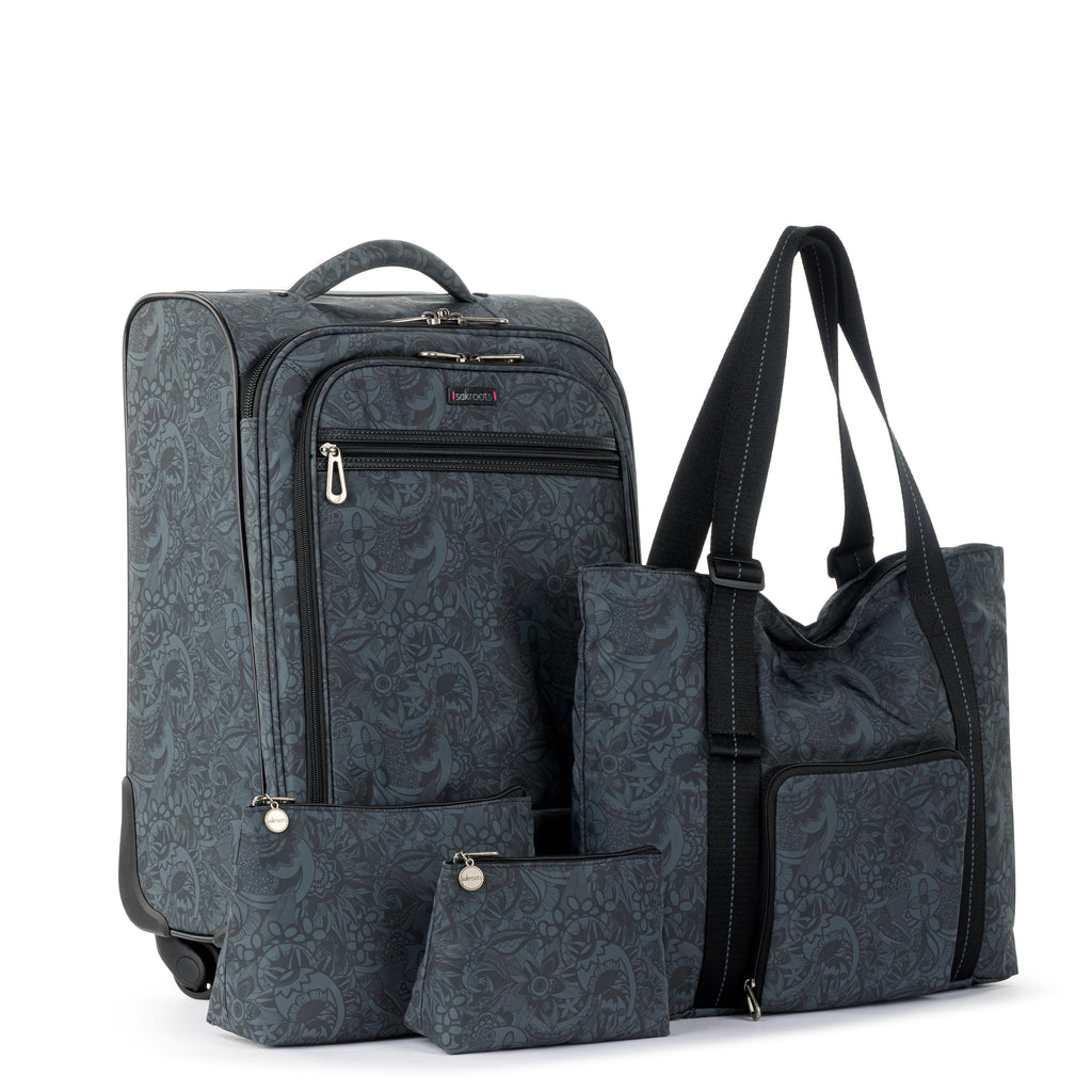 Sakroots On The Go 21" Spinner Luggage Bundle - EcoTwill - Black Spirit Desert