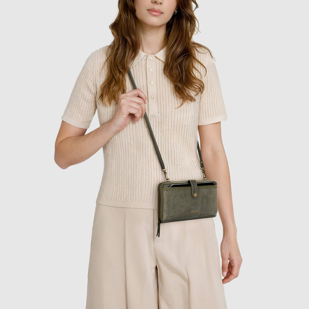 The Sak Iris Smartphone Wallet - Leather - Moss Suede