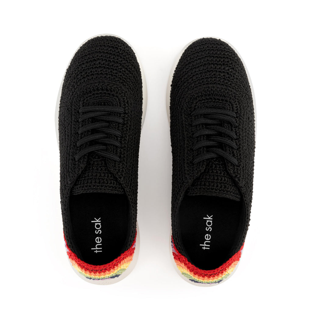The Sak Asha Sneaker - Hand Crochet - Black Rainbow