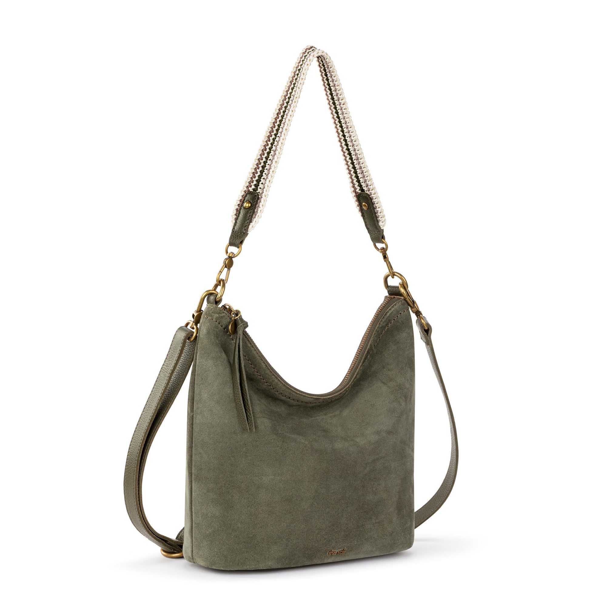 The Sak Jasmine Bucket Crossbody Leather - |Moss Suede|