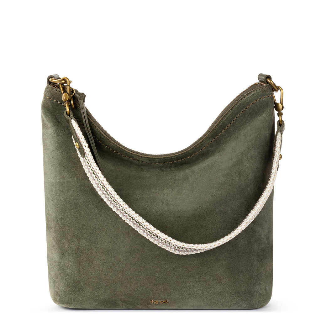 The Sak Jasmine Bucket Crossbody - Leather - Moss Suede
