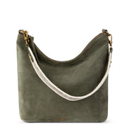 Jasmine Bucket Crossbody - Leather - Moss Suede