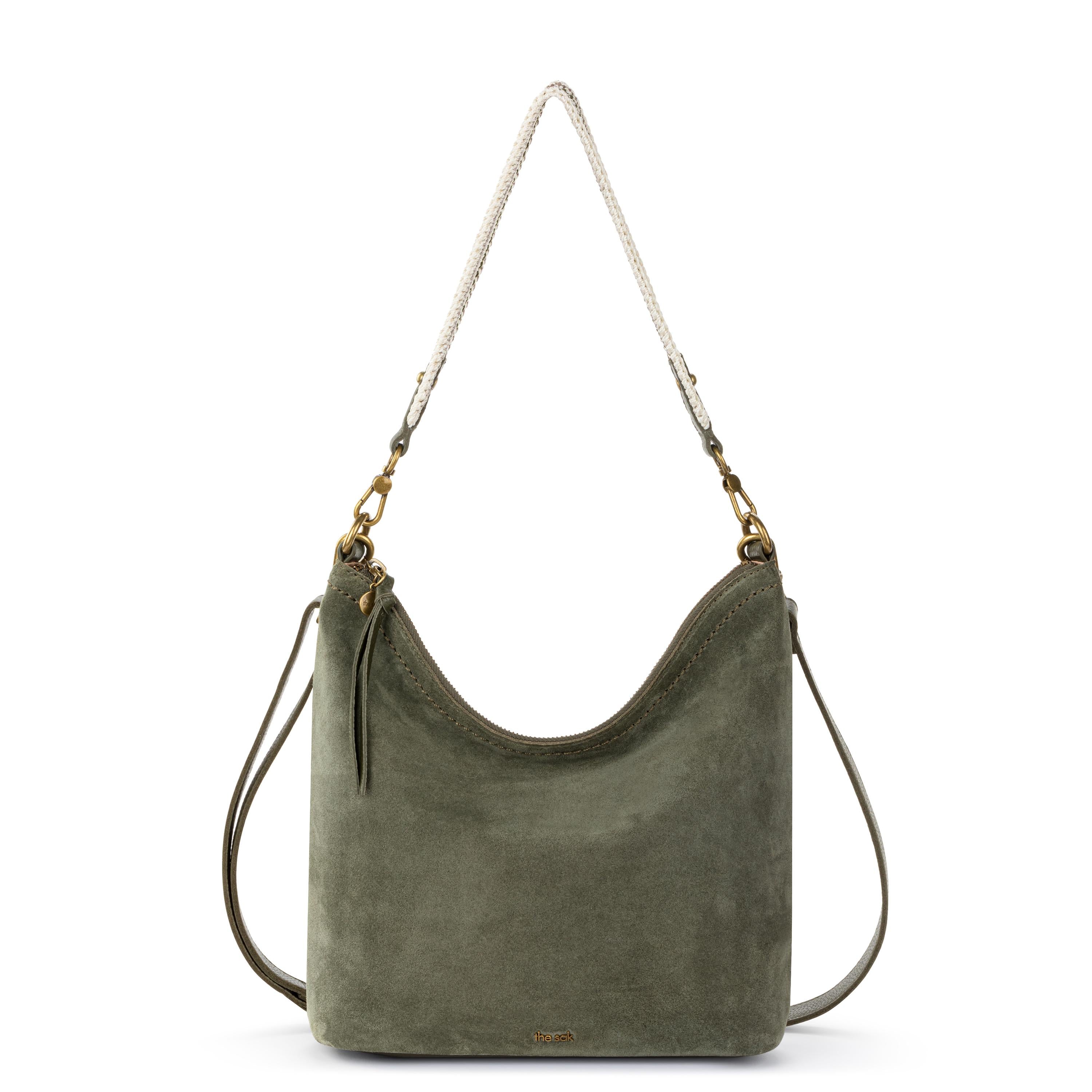 The Sak Jasmine Bucket Crossbody - Leather - Moss Suede