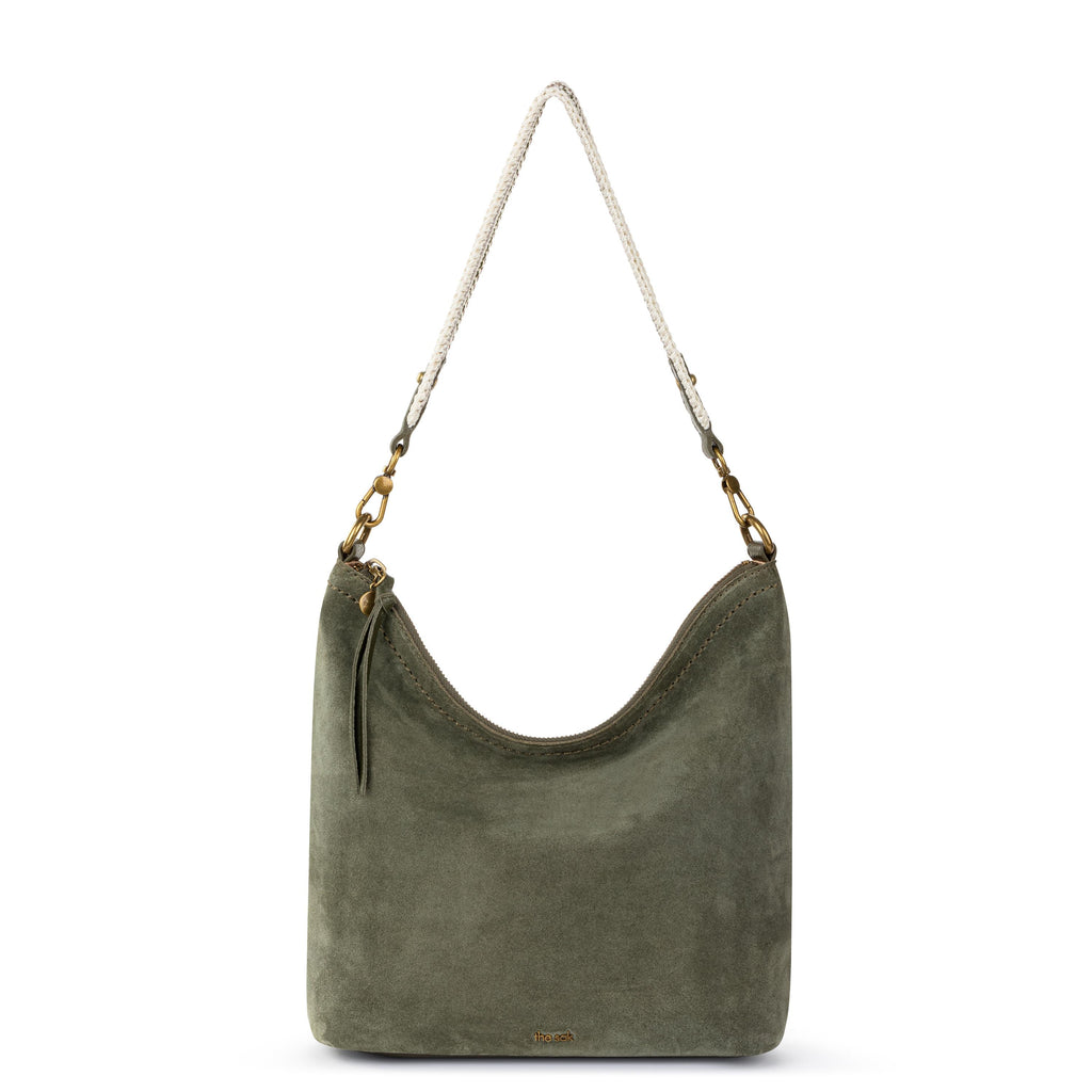The Sak Jasmine Bucket Crossbody - Leather - Moss Suede