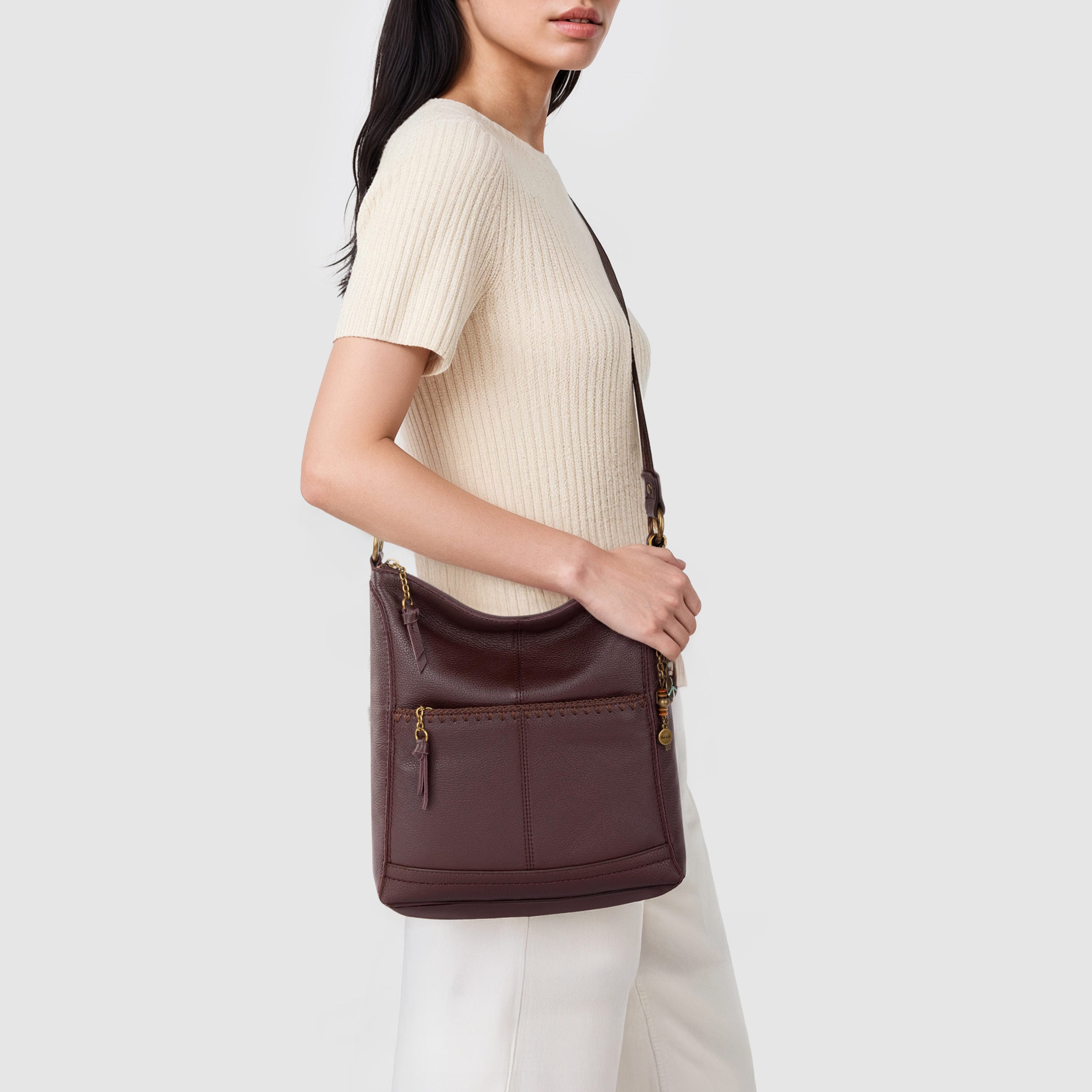 The Sak Lucia Crossbody - Leather - Mahogany Stitch
