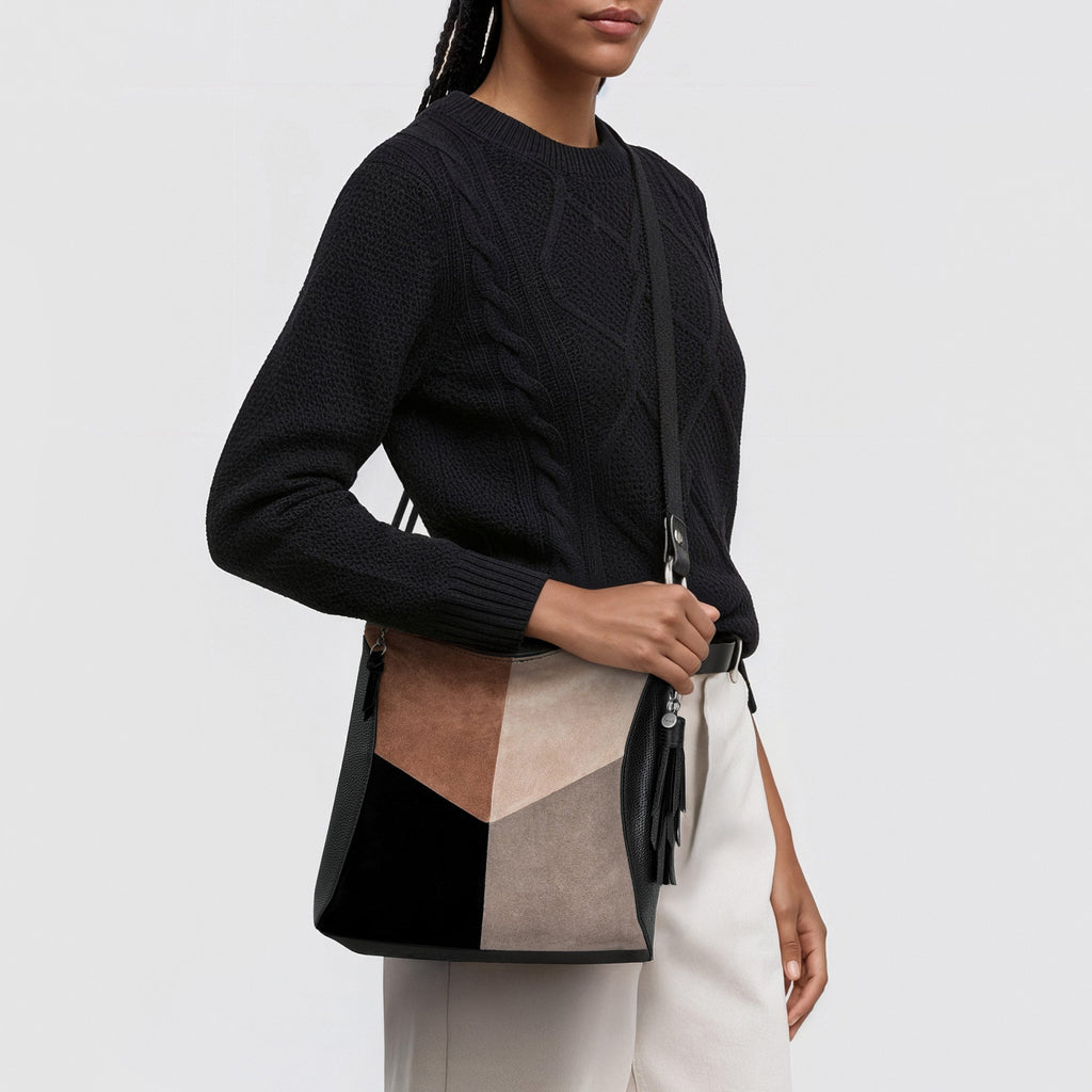 The Sak Lucia Crossbody - Leather - Neutral Suede Block