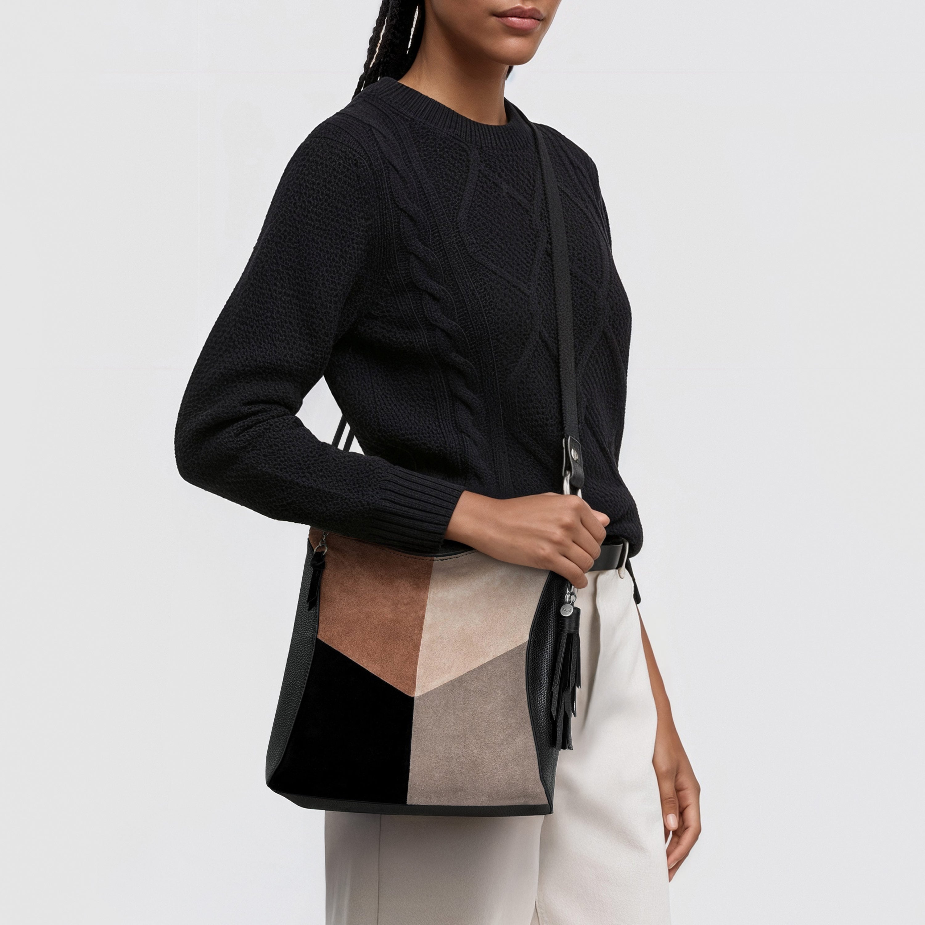 The Sak Lucia Crossbody - Leather - Neutral Suede Block