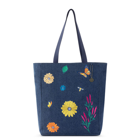 The Sak Lanie Market Tote Denim - |In Bloom Embroidery|