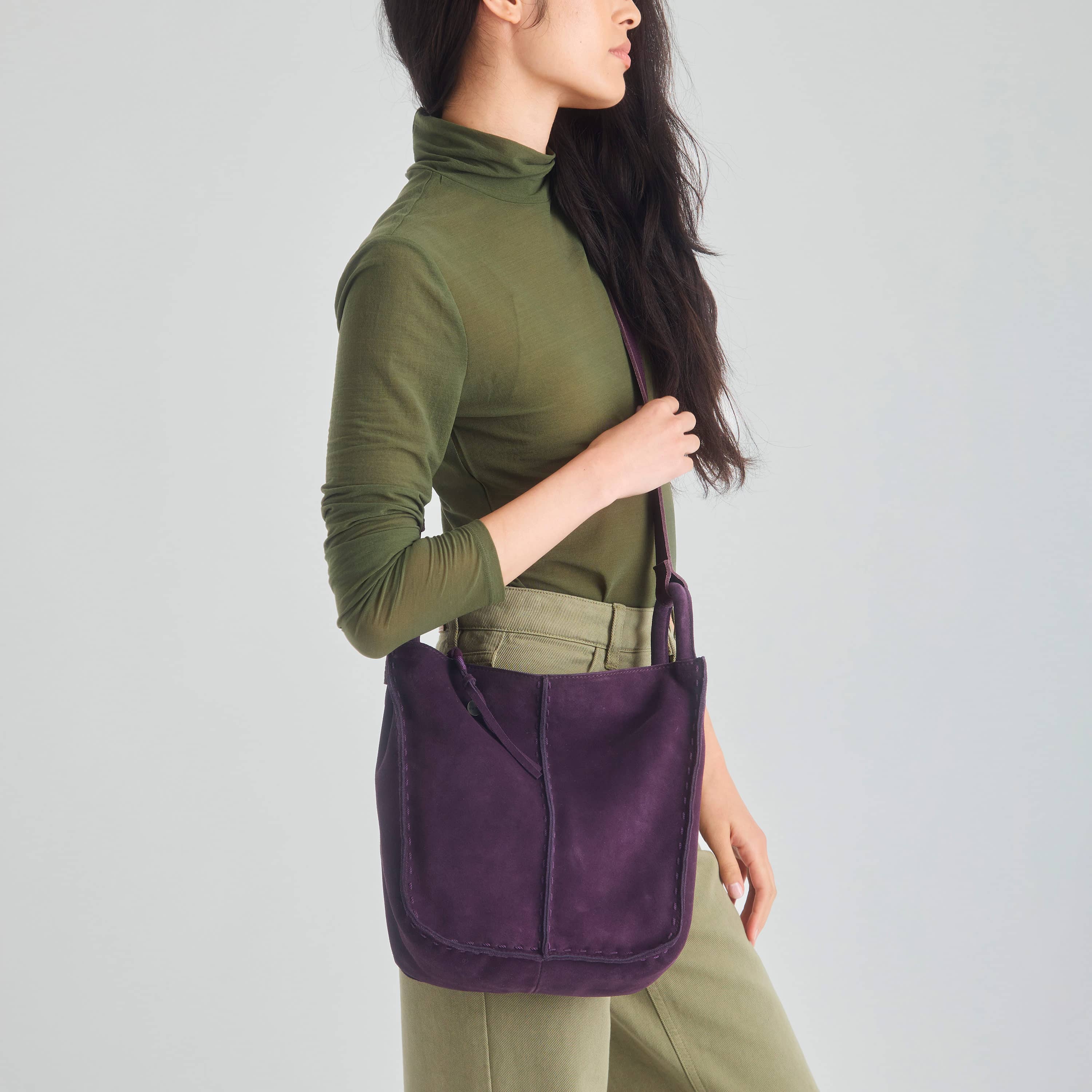 The Sak Los Feliz Crossbody - Leather - Aubergine Suede