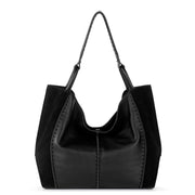 Los Feliz Large Tote - Leather - Black Suede Block