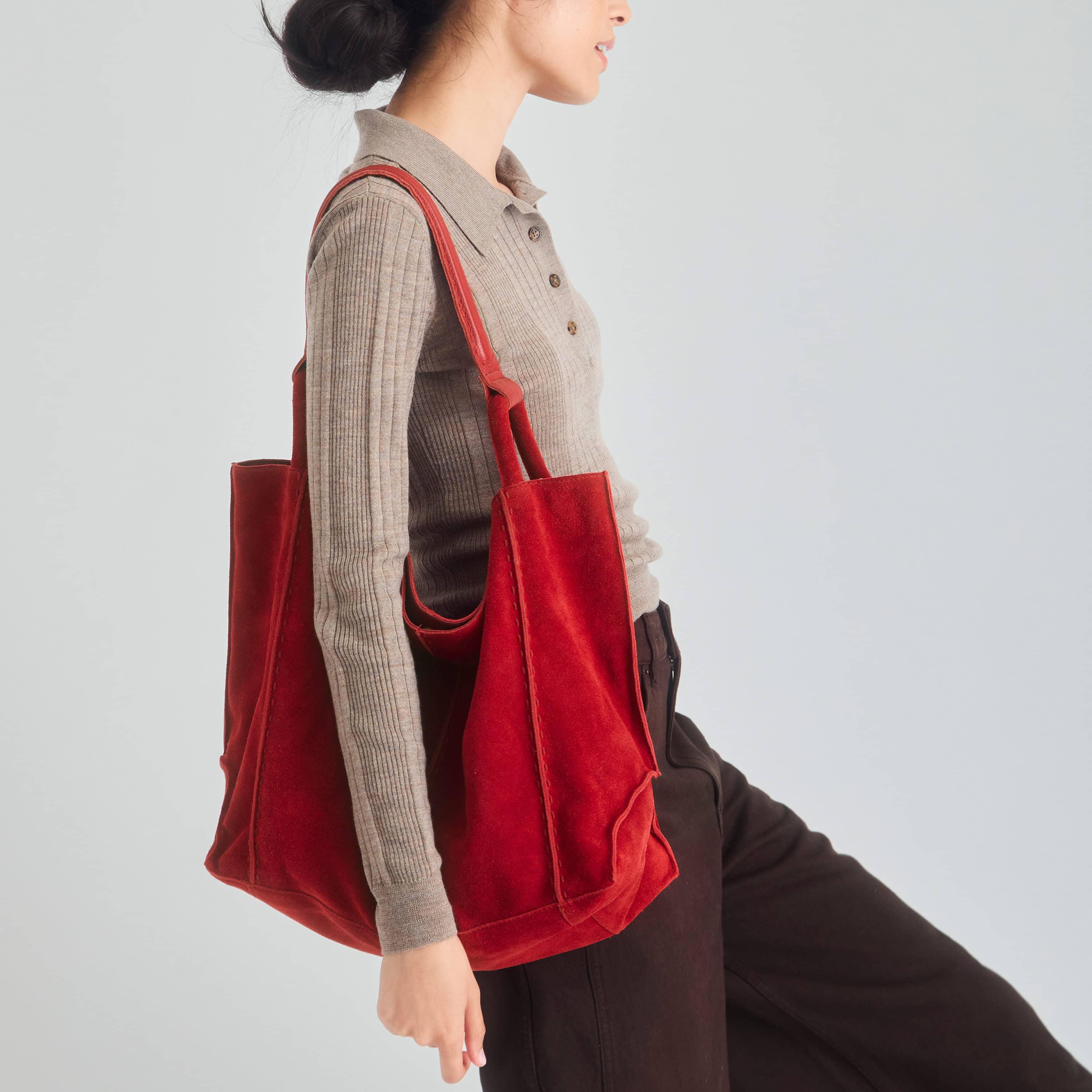 The Sak Los Feliz Large Tote - Leather - Scarlet Suede