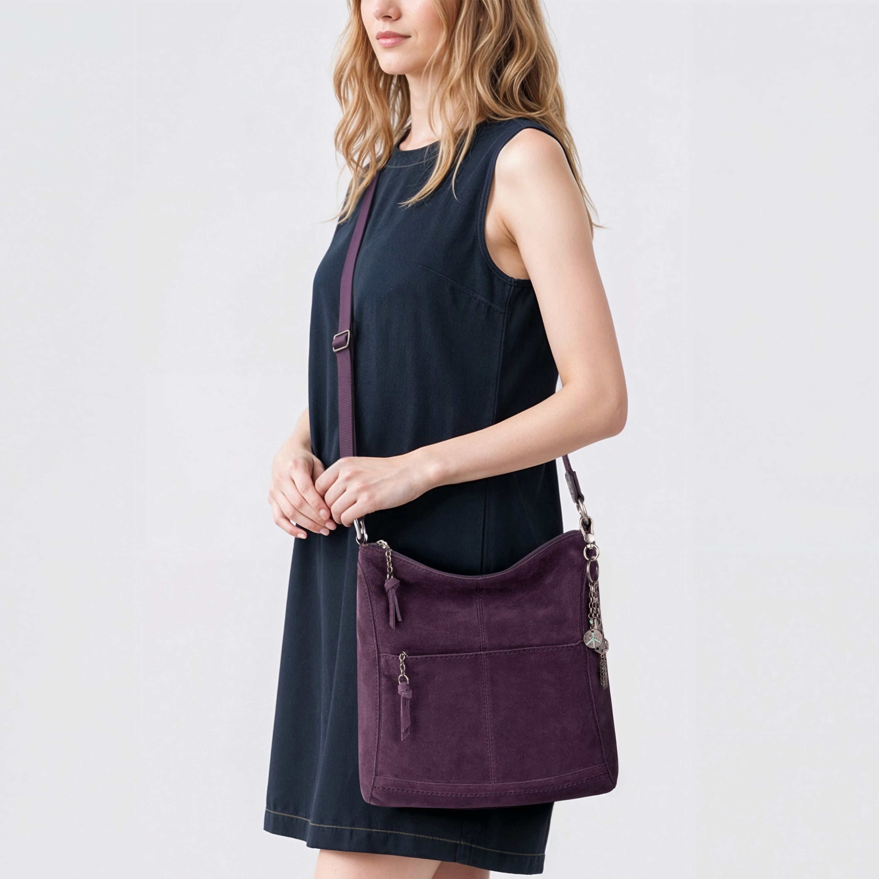 The Sak Lucia Crossbody - Leather - Aubergine Suede