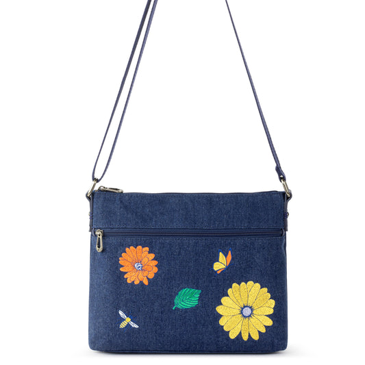 Sakroots Basic Crossbody Denim - |In Bloom Embroidery|