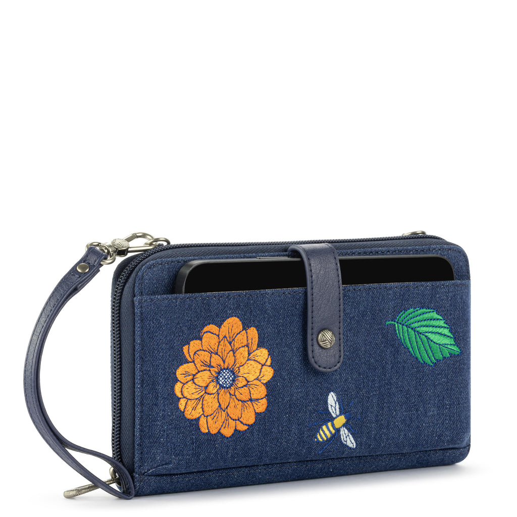 Sakroots Smartphone Wallet - Denim - In Bloom Embroidery