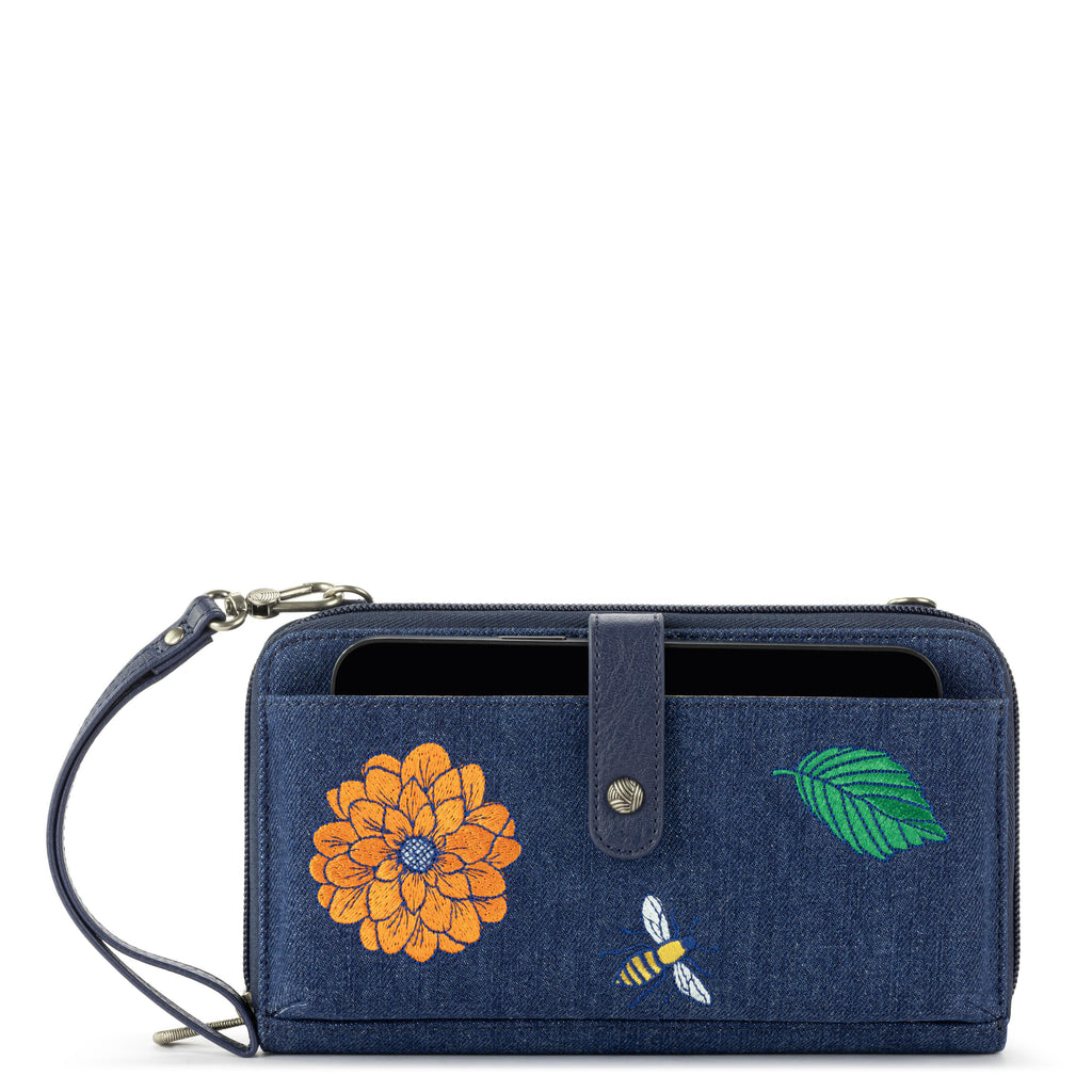 Sakroots Smartphone Wallet - Denim - In Bloom Embroidery