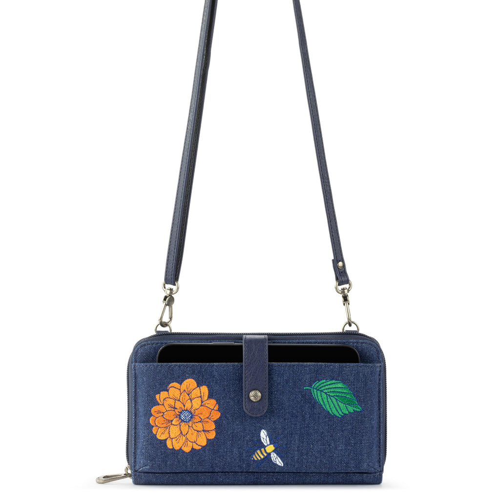 Sakroots Smartphone Wallet - Denim - In Bloom Embroidery