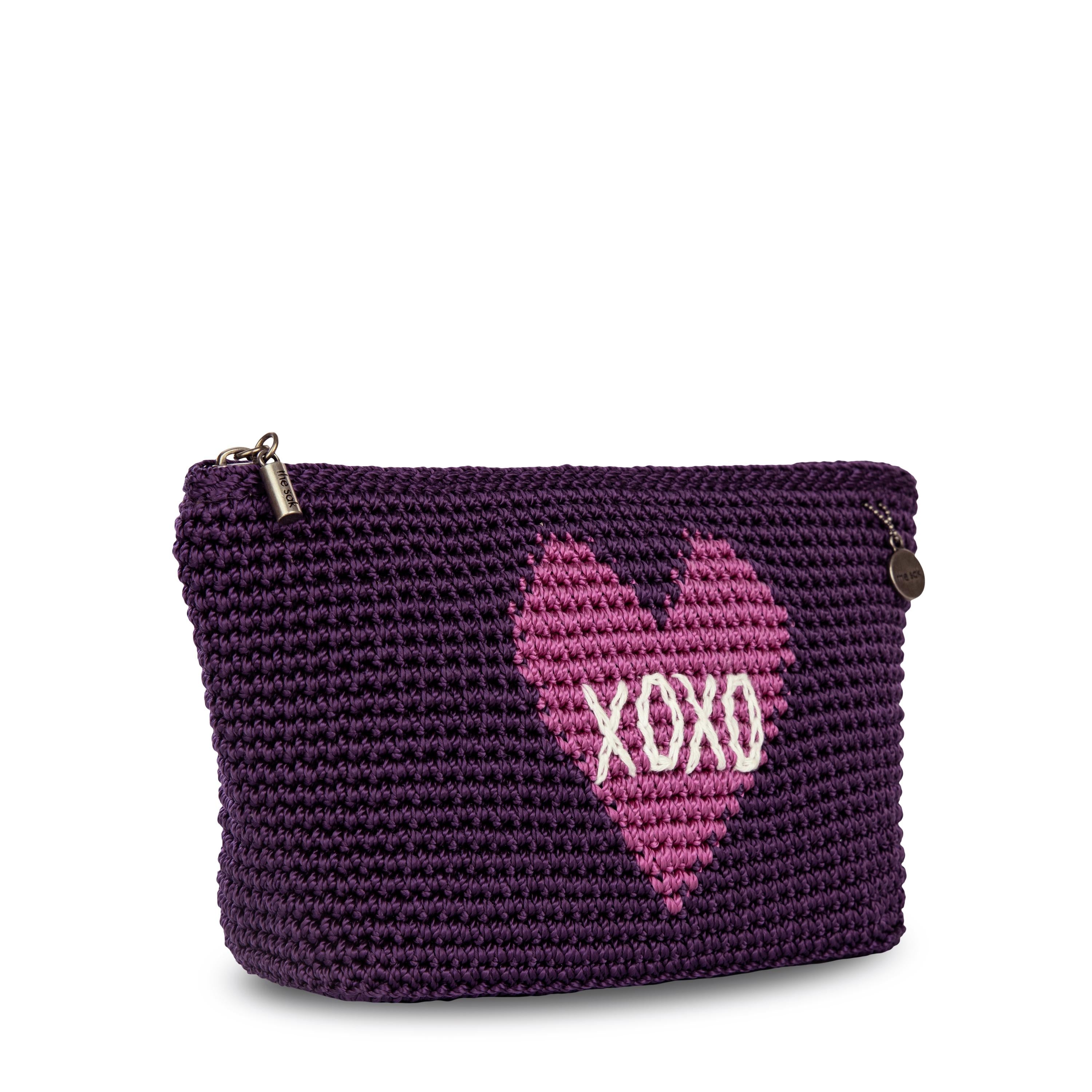 The Sak Essential Pouch - Hand Crochet - Aubergine XO
