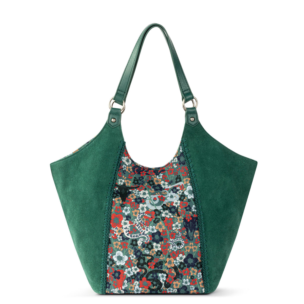The Sak Roma Shopper - Leather - Emerald Mojave Garden