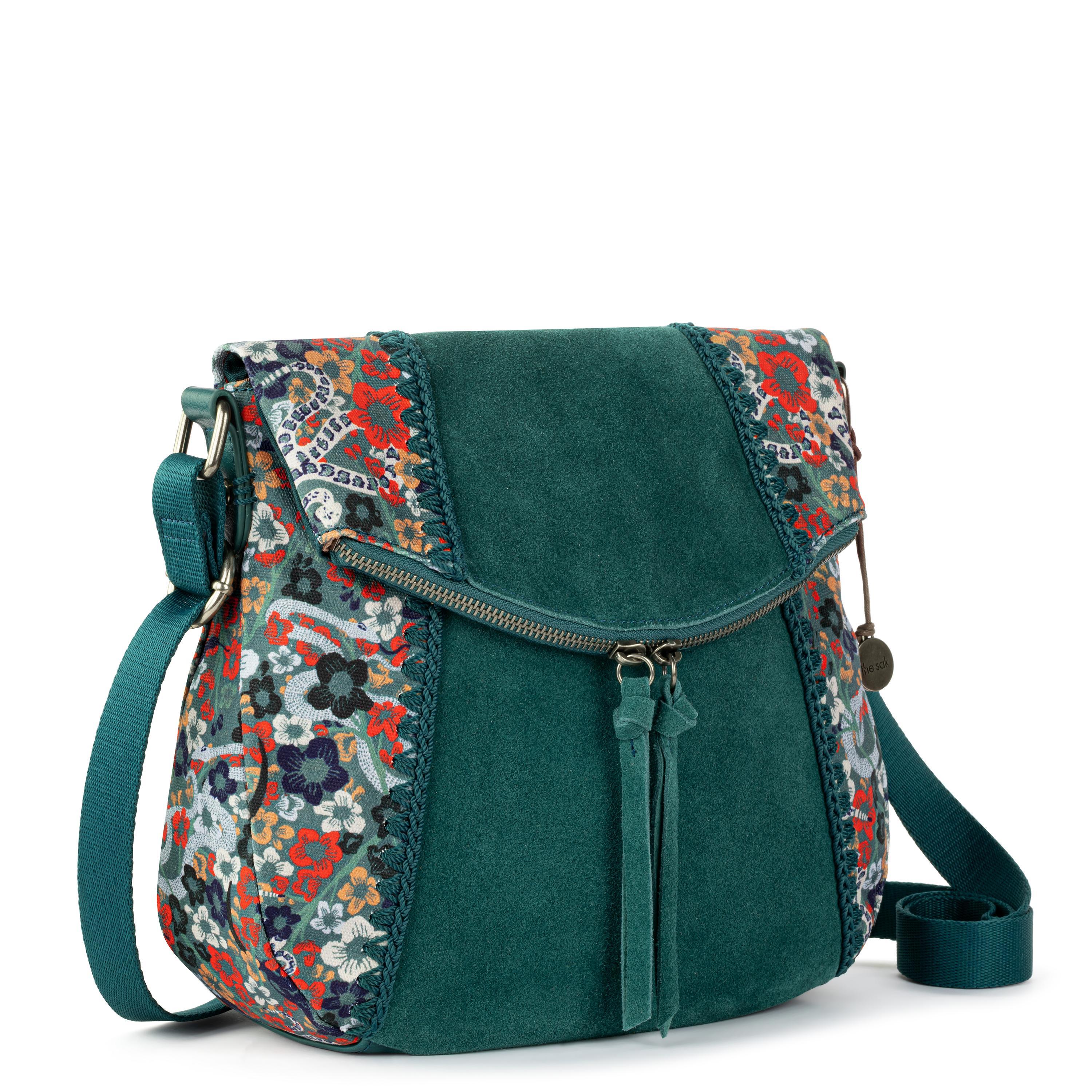 The Sak Silverlake Flap Crossbody - Leather - Emerald Mojave Garden