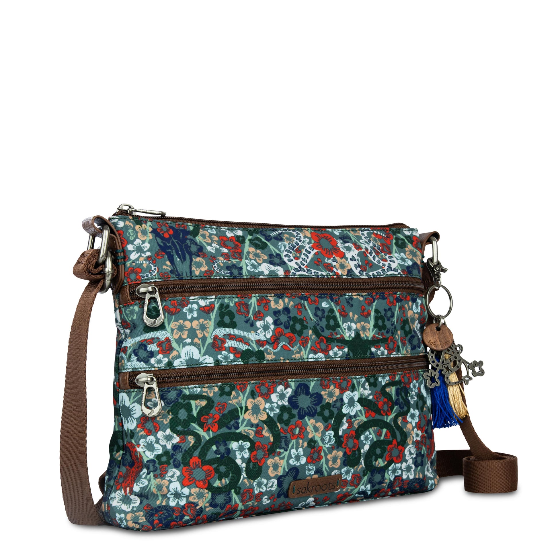 Sakroots Basic Crossbody EcoTwill - |Emerald Mojave Garden|
